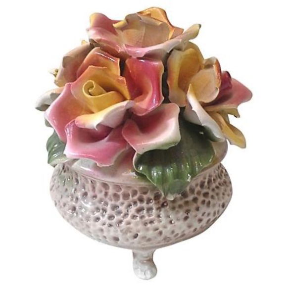Vintage Capodimonte Ceramic Rose Topiary Shabby Chic Made in Italy